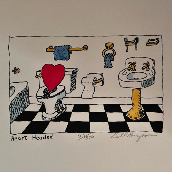 Collectible Bill Bryson 8 X 10. “Heart Headed” Matted Hand Tinted Serigraph - Picture 2 of 8